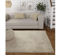 Lord of Rugs Lux Faux Fur Rug for Bedroom Dining Living Room Carpet Super Soft Fluffy Plush Plain Modern Floor Shaggy Rug Natural X-Small 60x100 cm (2'x3'3")
