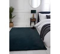 Lord of Rugs Lux Faux Fur Rug for Bedroom Dining Living Room Carpet Super Soft Fluffy Plush Plain Modern Floor Shaggy Rug Forest Green Small 80x150 (2'6"x5')