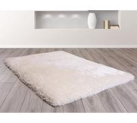 Lord of Rugs Mayfair High Pile Shaggy Rug for Living Room Dining Bedroom Thick Fluffy Silky Sparkle Sumptuous Shiny Plush Rug Ivory X-Small 60x110 cm (2'x3'7")