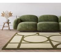 Lord of Rugs Metro Wool Rug for Living Room Lounge Bedroom Hand Tufted Modern Retro Khaki Green Rug Large 160x230 cm (5'3"x7'7")