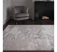 Lord of Rugs Modern Abstract Grey Silver Rug Silky Soft Metallic Tones High-Shine Marbled Carpet for Living Room, Bedroom Luxury Cloud Area Rug Medium 120 x 170 cm (4'x5'6")