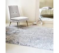 Lord of Rugs Modern Abstract Living Room Rug Silky Shiny Shimmer Effect Luxury Marble Design Carpet Dining Bedroom Area Rug AU03 Solar Grey Silver Medium 120x170 cm (4'x5'6")