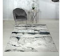 Lord of Rugs Modern Abstract Living Room Rug Silky Shiny Shimmer Effect Luxury Marble Design Carpet Dining Bedroom Area Rug AU05 Quartz Grey Silver Medium 120x170 cm (4'x5'6")