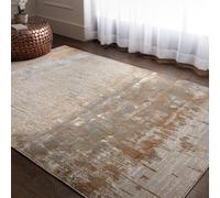 Lord of Rugs Modern Abstract Shiny Rug Silky Shimmer Soft High-Shine Carpet for Living Room, Bedroom Luxury Geometric and Marbled Patterns Rug Dune AU01 Gold, Medium 120 x 170 cm (4'x5'6")