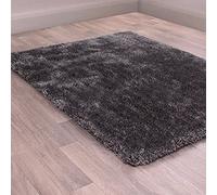 Lord of Rugs Modern Indigo Plain Thick Soft Fluffy Plush Sparkle Dazzle Shaggy Rug (Charcoal, 80x150 cm (2'6''x5'0''))