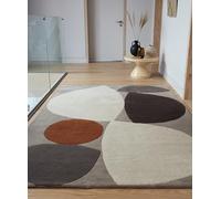 Lord of Rugs Modern Retro Rug for Living Room, Bedroom Lounge Reef Geometric Abstract Hand Tufted 100% Wool Rug RF24 Mid Century Grey Large 160x230 cm (5'3"x7'7")