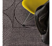 Lord of Rugs Muse Rug for Living Room Bedroom Dining Room Home Geometric Retro Style Soft Area Short Pile Rug MU01 Charcoal Swirl X-Large 200x290 cm (6'7"x9'6")