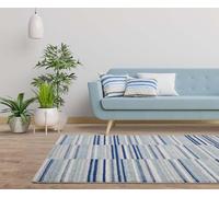 Lord of Rugs Muse Striped Rug for Living Room Bedroom Modern Home Office Area Rug MU05 Blue Large 160x230 cm (5'3"x7'7")