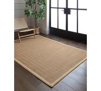 Lord of Rugs Natural Jute Flatweave Rug with Cotton Border LinoWeave Herringbone Design Beige Natural Living Room Bedroom Dining Area Rug Linen Cream, 120 x 170 cm (4'x5'6")