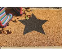 Lord of Rugs Printed Coir Door Mat for Home Entrance Indoor and Outdoor, Patio, Balcony Non-Slip Durable Natural Coconut Fiber Doormat in 45x75 cm Star