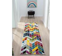 Lord of Rugs Quality Handcarved Geometric Design Rainbow Multi Coloured Rug Ocala Multi, Runner 66x230 cm (2'1"x7'7")
