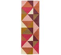 Lord of Rugs Reef Geometric Patterns Hand Tufted Quality 100% Wool Rug Living Room Bedroom Carpet Hallway 66x200 cm (2'1''x6'6'') Runner FR09 Kite Pink Multi