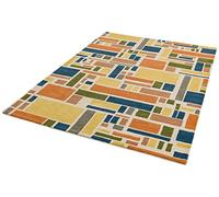 Lord of Rugs Reef Geometric Patterns Hand Tufted Quality 100% Wool Rug Living Room Bedroom Carpet Large 160x230 cm (5'3"x7'7") RF05 Blocks Multi