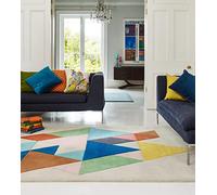 Lord of Rugs Reef Geometric Patterns Hand Tufted Quality 100% Wool Rug Living Room Bedroom Carpet Medium 120x170 cm (4'x5'6") RF18 Triangle Multi