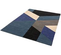 Lord of Rugs Reef Geometric Patterns Hand Tufted Quality 100% Wool Rug Living Room Bedroom Carpet Medium 120x170 cm (4'x5'6") RF13 Big Geo Blue
