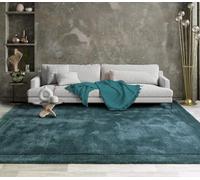 Lord of Rugs Rise Plain Border Rug for Luxury Home Living Room Bedroom Lounge Hand Carved Carpet Quality Soft Silky Shiny Viscose Wool Area Rug Teal Blue Medium 120x170 cm (4'x5'6")