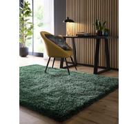 Lord of Rugs Shaggy Rug for Bedroom Living Room Fluffy Quality Luxury Hand Tufted Silky Soft Thick Pile Plain Non-Shedding Rug Forest Green Large 160x230 cm (5'3"x7'7")