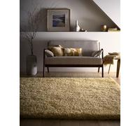Lord of Rugs Shaggy Rug for Bedroom Living Room Fluffy Quality Luxury Hand Tufted Silky Soft Thick Pile Plain Non-Shedding Rug Ochre Med-Large 140x200 cm (4'7"x6'7")