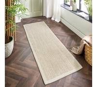 Lord of Rugs Sisal Area Rug with Hand Stitched Border, Non-Slip Durable Natural Modern Bordered Carpet for Living Room, Hallway Flatweave Rug Light Beige/Sand Border, Runner 67 x 300 cm (2'3"x10')