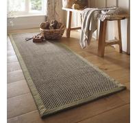 Lord of Rugs Sisal Area Rug with Hand Stitched Border, Non-Slip Durable Natural Modern Bordered Carpet for Living Room, Hallway Flatweave Rug Sage Green/Sage Border, Runner 67 x 200 cm (2'2"x6'7")