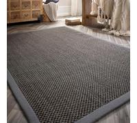 Lord of Rugs Sisal Area Rug with Hand Stitched Border, Non-Slip Durable Natural Modern Bordered Carpet for Living Room, Hallway Flatweave Rug Dark Grey/Grey Border, X-Large 200 x 290 cm (6'7"x9'6")