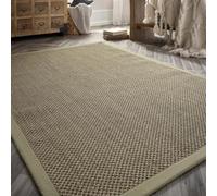 Lord of Rugs Sisal Area Rug with Hand Stitched Border, Non-Slip Durable Natural Modern Bordered Carpet for Living Room, Hallway Flatweave Rug Sage Green/Sage Border, X-Large 200 x 290 cm (6'7"x9'6")