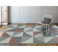 Lord of Rugs Sketch Modern Quality Hand Carved Pastel Multi Colours Geometric Shapes Patterns Living Room Bedroom Rug Soft Carpet Small 80x150cm (2'6"x5'0") SK05 Cubic Pink Grey