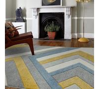 Lord of Rugs Sketch Modern Quality Hand Carved Pastel Multi Colours Geometric Shapes Patterns Living Room Bedroom Rug Soft Carpet Medium 120x170 cm (4'x5'6") SK09 Linear Grey