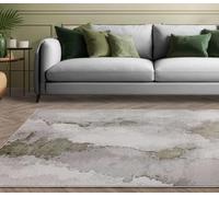 Lord of Rugs Stellar Abstract Rug for Living Room Dining Bedroom Modern Painterly Floor Carpet Marbled Style Shiny Area Rug ST04 Green Natural Large 160x230 cm (5'3"x7'7")