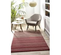 Lord of Rugs Stripes Wool Rug for Modern Contemporary Homes Living Room Bedroom Dining Room Carpet Soft Hand Made Colourful Striped Rug Red Large 160x230 cm (5'3"x7'7")