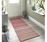 Lord of Rugs Stripes Wool Rug for Modern Contemporary Homes Living Room Bedroom Dining Room Carpet Soft Hand Made Colourful Striped Rug Red Runner L200xW67 cm (6'7"x2'3")