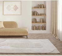 Lord of Rugs Tova Modern Plain Rug for Luxury Homes Living Room Bedroom Dining Soft Touch Quality Carved 3D Geometric Pattern Carpet Area Rug Ivory Large 160x230 cm (5'3"x7'7")