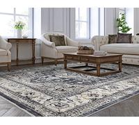 Lord of Rugs Traditional Classic Rug Modern Distressed Antique Medallion Floral Oriental Carpet for Living Room Bedroom Quality Rug Charcoal X-Large 200x290 cm (6'7"x9'6")