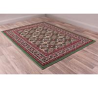 Lord of Rugs Traditional Poly Esta Rug for Living Room, Bedroom, Hallway Kitchen Non-Shedding Durable Classic Heritage Oriental Bordered Soft Area Rug Green, Medium Size 120 x 160 cm (4'x5'3")