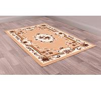 Lord of Rugs Traditional Poly Sandringham Aubusson Floral Pattern Rug Circle Carpet 120x120cm (4x4') Round Berber