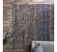 Lord of Rugs Traditional Rug Zola Bordered Floral Carpet Medallion Bedroom Living Room Classic Rug Fasa Terracotta Pink Blue X-Large 195x290 cm (6'5"x9'7")
