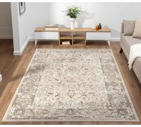 Lord of Rugs Traditional Vintage Rug for Dining Room, Living Room, Bedroom, Home Office, Kitchen Classic Bohomian Easy Care Rug Bordered Cream Beige 553A2, Large 160x230 cm (5'3"x7'7")