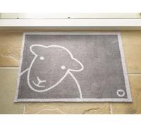 Lord of Rugs Washable Door Mat for Kitchen, Entryway Hallway, Nursery, Doorway Kids Room Playful Sheep Patterns Rug Non- Slip Dirt Trapper Mat Hello Grey Herdy, 65 x 85 cm (2'1"x2'9")
