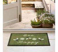 Lord of Rugs Washable Entryway Non-Slip Mat for Home Entrance Rug, Hallway Runner, Bathroom or Kitchen Easy Clean Durable Absorbent Stain Resistant Mud Mat Green Daisy Bee, 50 x 75 cm (2'x2'5")