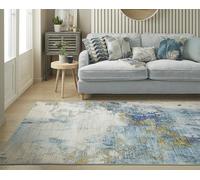Lord of Rugs Washable Luxury Abstract Rug for Modern Living Room Bedroom Kitchen Non-Slip Area Short Pile Machine Washable Rug LUX04 Blue Gold Medium 120x180 cm (4'x5'10")