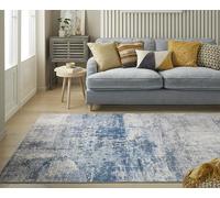 Lord of Rugs Washable Luxury Abstract Rug for Modern Living Room Bedroom Kitchen Non-Slip Area Short Pile Machine Washable Rug LUX07 Ivory Blue Large 160x230 cm (5'3"x7'7")