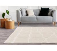 Lord of Rugs Washable Rug for Living Room Bedroom Kitchen Modern Abstract Geometric Floor Carpet Soft Plush Short Pile Area Rug Method Ivory Medium 120x170 cm (4'x5'6")