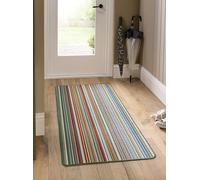 Lord of Rugs Washable Runner Rug for Entryway, Home Entrance, Kitchen, Hallway Doorway Vibrant Multi Colourful Non-Slip Durable Stain Resistant Hall Rug Striped Multi Green, 67 x 150 cm