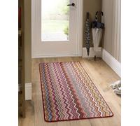 Lord of Rugs Washable Runner Rug for Entryway, Home Entrance, Kitchen, Hallway Doorway Vibrant Multi Colourful Non-Slip Durable Stain Resistant Hall Rug Zig Zag Multi Bright, 67 x 150 cm