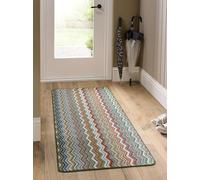 Lord of Rugs Washable Runner Rug for Entryway, Home Entrance, Kitchen, Hallway Doorway Vibrant Multi Colourful Non-Slip Durable Stain Resistant Hall Rug Zig Zag Multi Green, 67 x 200 cm