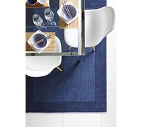 Lord of Rugs Wool Border Rug for Living Room Bedroom Sierra Apollo Carpet Thick Soft Hand Tufted Home Area Rug Navy Blue Runner L200xW67 cm (L7'7 xW2'3)