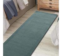 Lord of Rugs Wool Hall Rug Plain Quality Hallway Living Room Bedside Bedroom Runner Rug in 68x240 cm (2'3"x7'10") Teal
