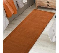 Lord of Rugs Wool Hall Rug York Plain Quality Hallway Living Room Bedside Bedroom Runner Rug in 68x240 cm (2'3"x7'10") Terracotta