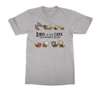 Lord of The Cats The Furlowship of The Kitties T-Shirt (Grey, M)