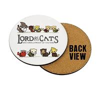 Lord Of The Cats The Furrlowship Of The Ring, cat lover, animal lover, Birthday, Christmas, Secret Santa Tableware, Drinks Coffee-Tea Coaster. (Round Coaster MDF)
